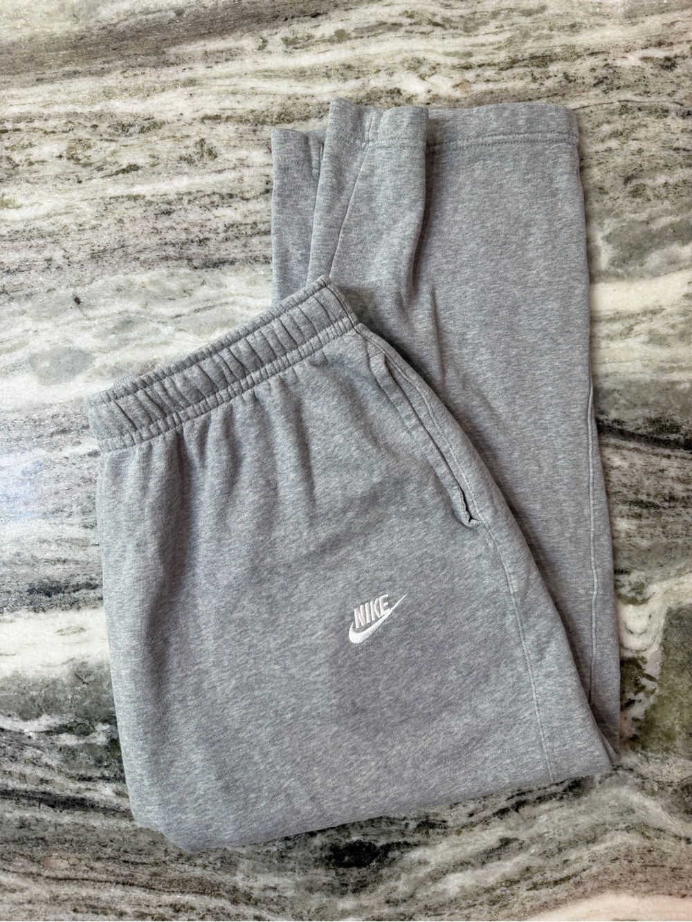 Nike Grey Men's Fleece Joggers Sweatpants with Embroidered Logo